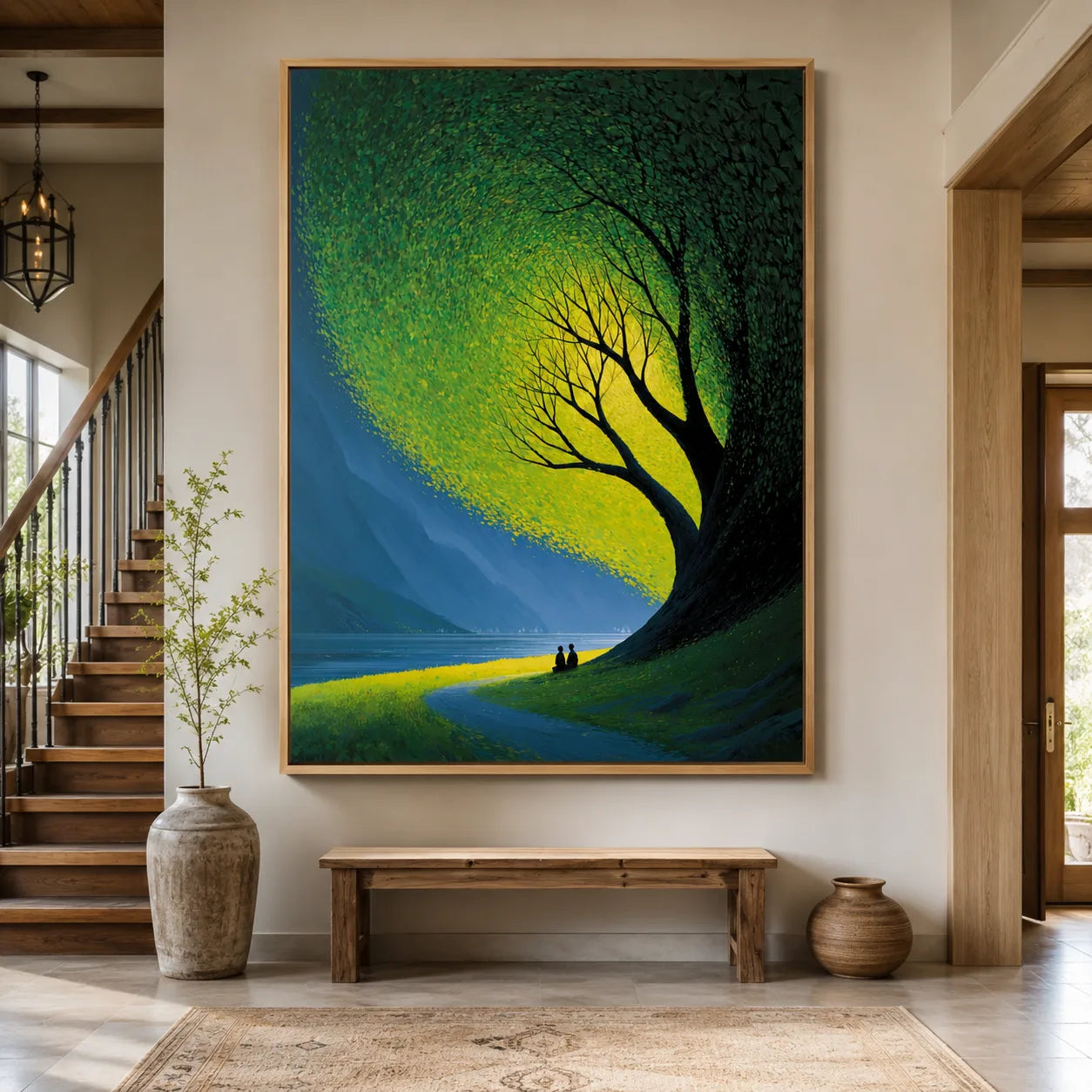 Couple Beneath Glowing Tree Wall Art Decor - Wall Art Decor - close up