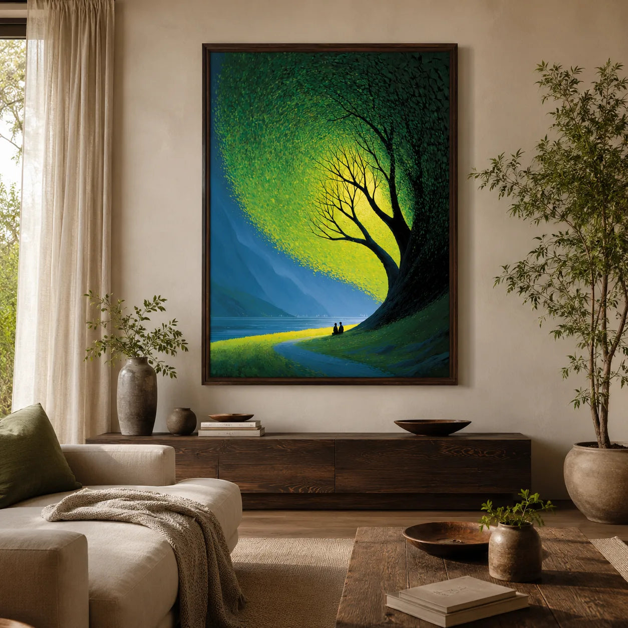 Couple Beneath Glowing Tree Wall Art Decor - Wall Art Decor - detail