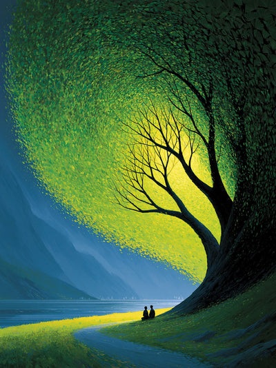 Couple Beneath Glowing Tree Wall Art Decor