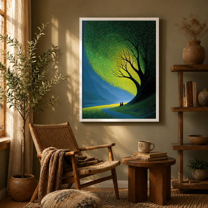 Couple Beneath Glowing Tree Wall Art Decor - Wall Art Decor - in use