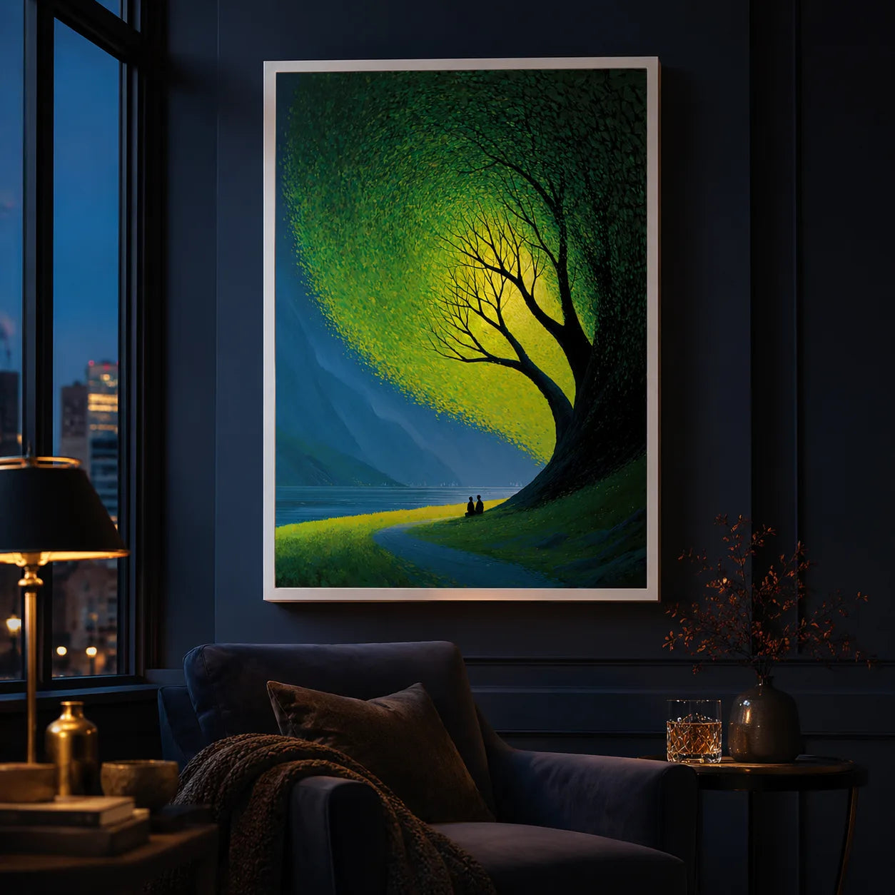 Couple Beneath Glowing Tree Wall Art Decor - Wall Art Decor - lifestyle