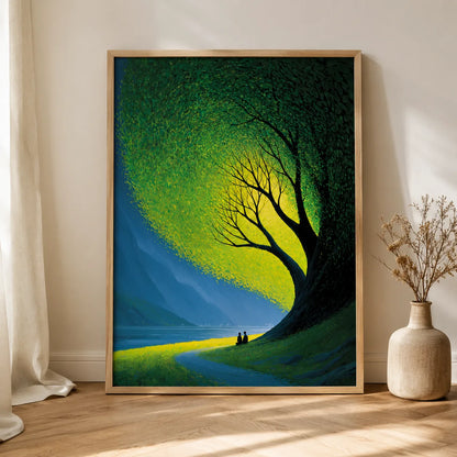 Couple Beneath Glowing Tree Wall Art Decor - Wall Art Decor - side view