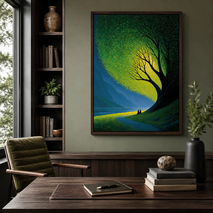 Couple Beneath Glowing Tree Wall Art Decor - Wall Art Decor - styled