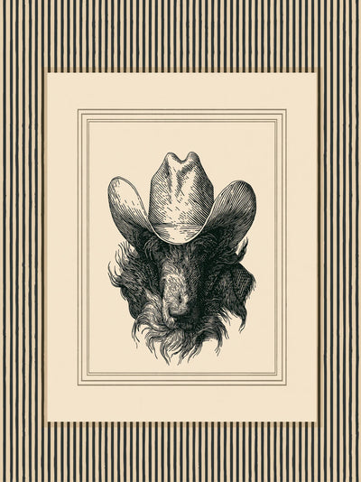 Cowboy Bison Portrait Wall Art Decor