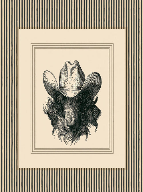Cowboy Bison Portrait Wall Art Decor