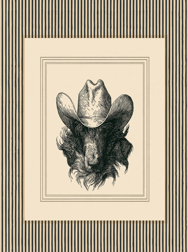 Cowboy Bison Portrait Wall Art Decor