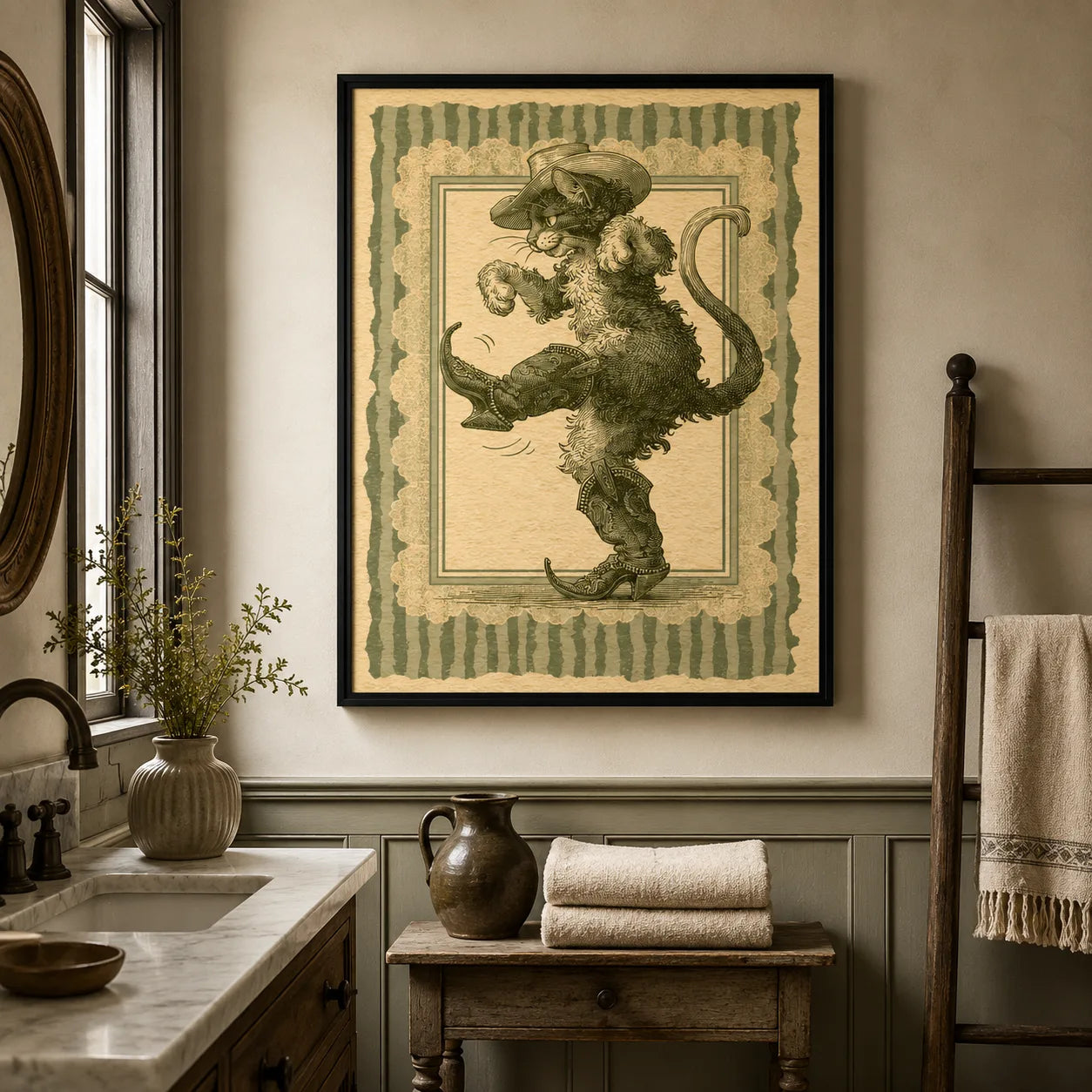 Cowboy Cat Dancing Wall Art Decor - Wall Art Decor - alternate angle