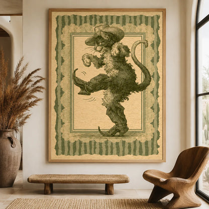Cowboy Cat Dancing Wall Art Decor - Wall Art Decor - close up