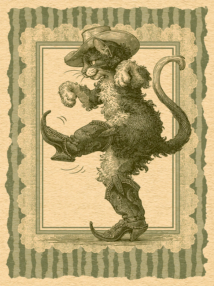 Cowboy Cat Dancing Wall Art Decor