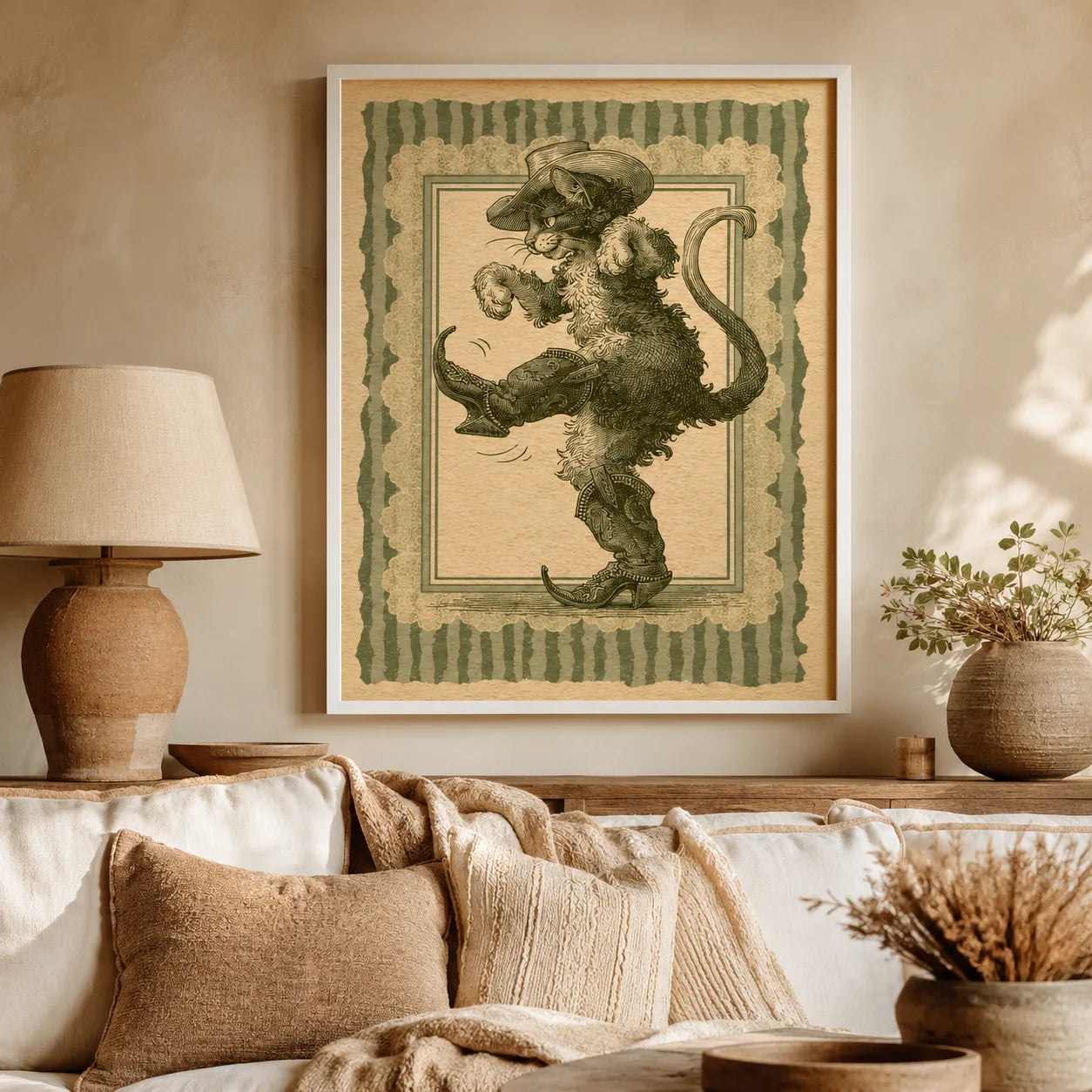Cowboy Cat Dancing Wall Art Decor - Wall Art Decor - in use