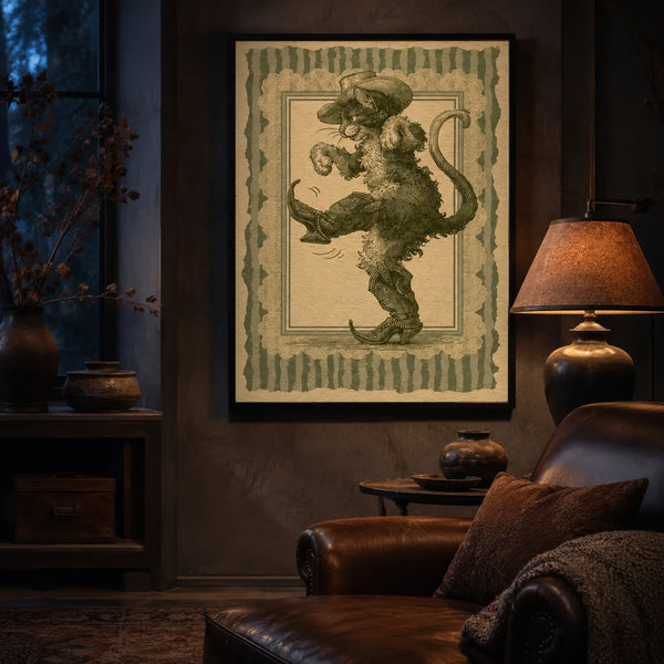 Cowboy Cat Dancing Wall Art Decor