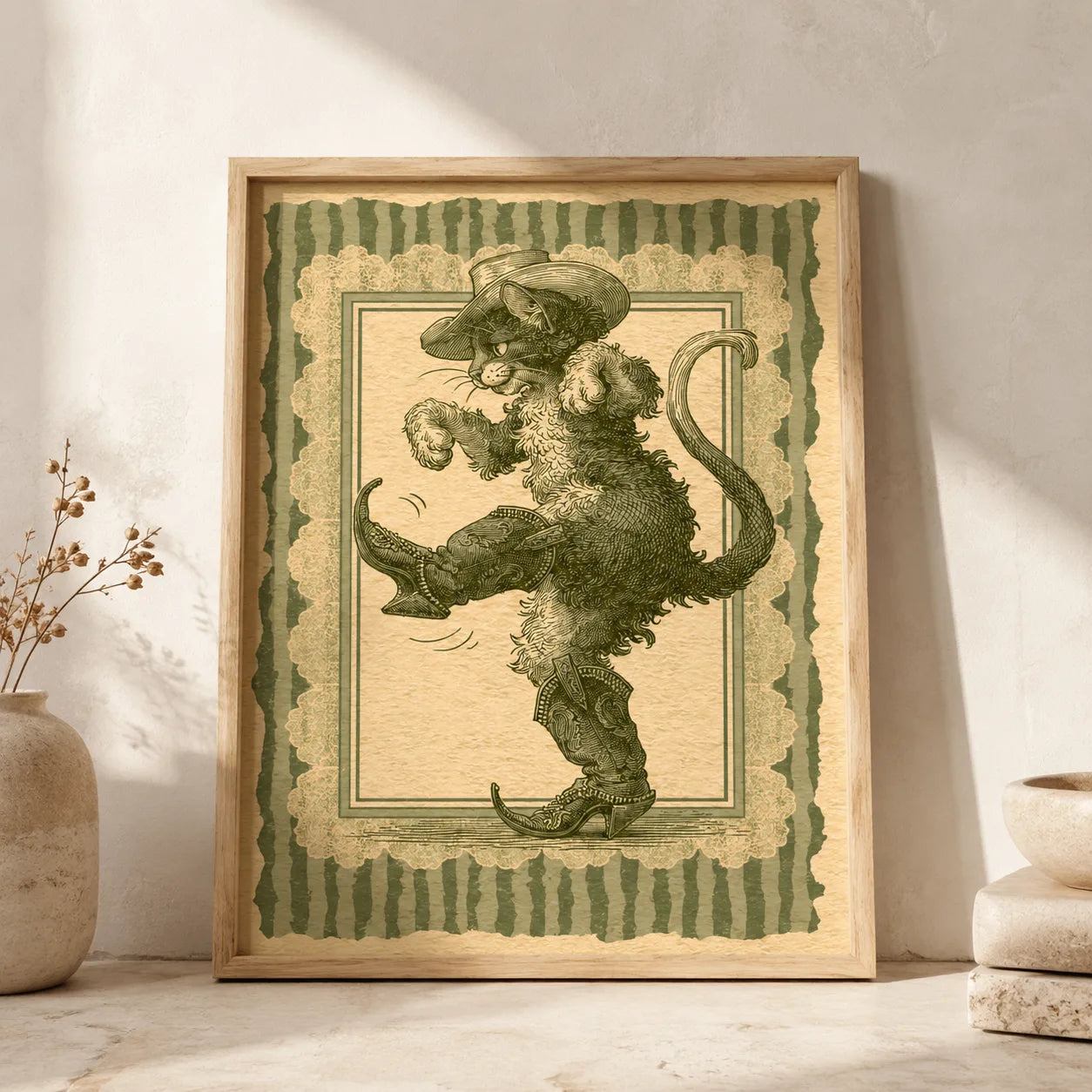 Cowboy Cat Dancing Wall Art Decor - Wall Art Decor - side view