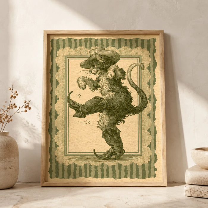 Cowboy Cat Dancing Wall Art Decor
