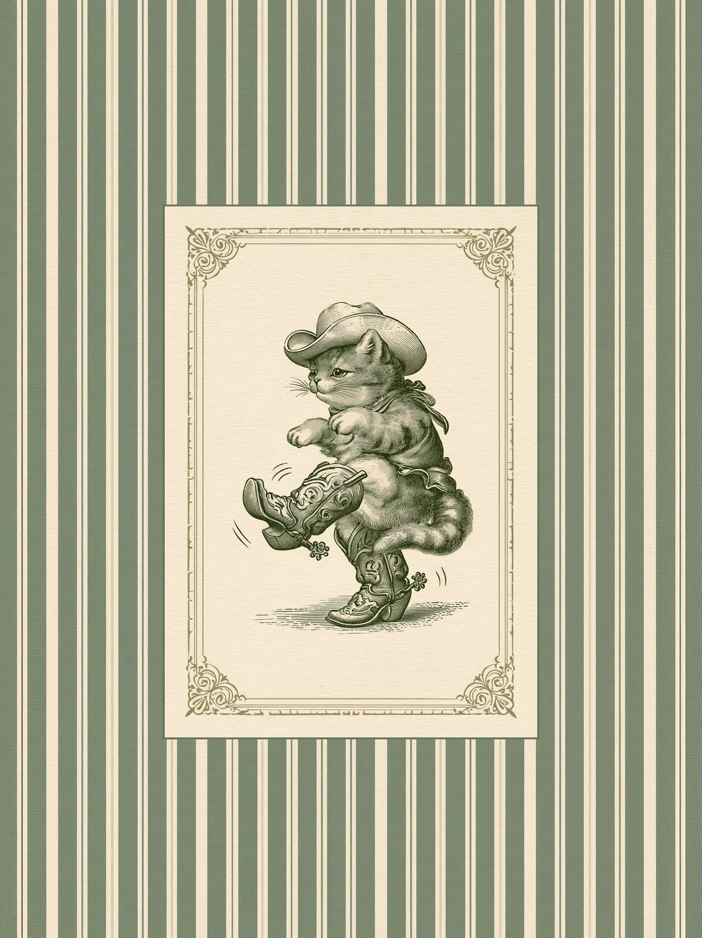 Cowboy Cat Western Wall Art Decor - Wall Art Decor - front view