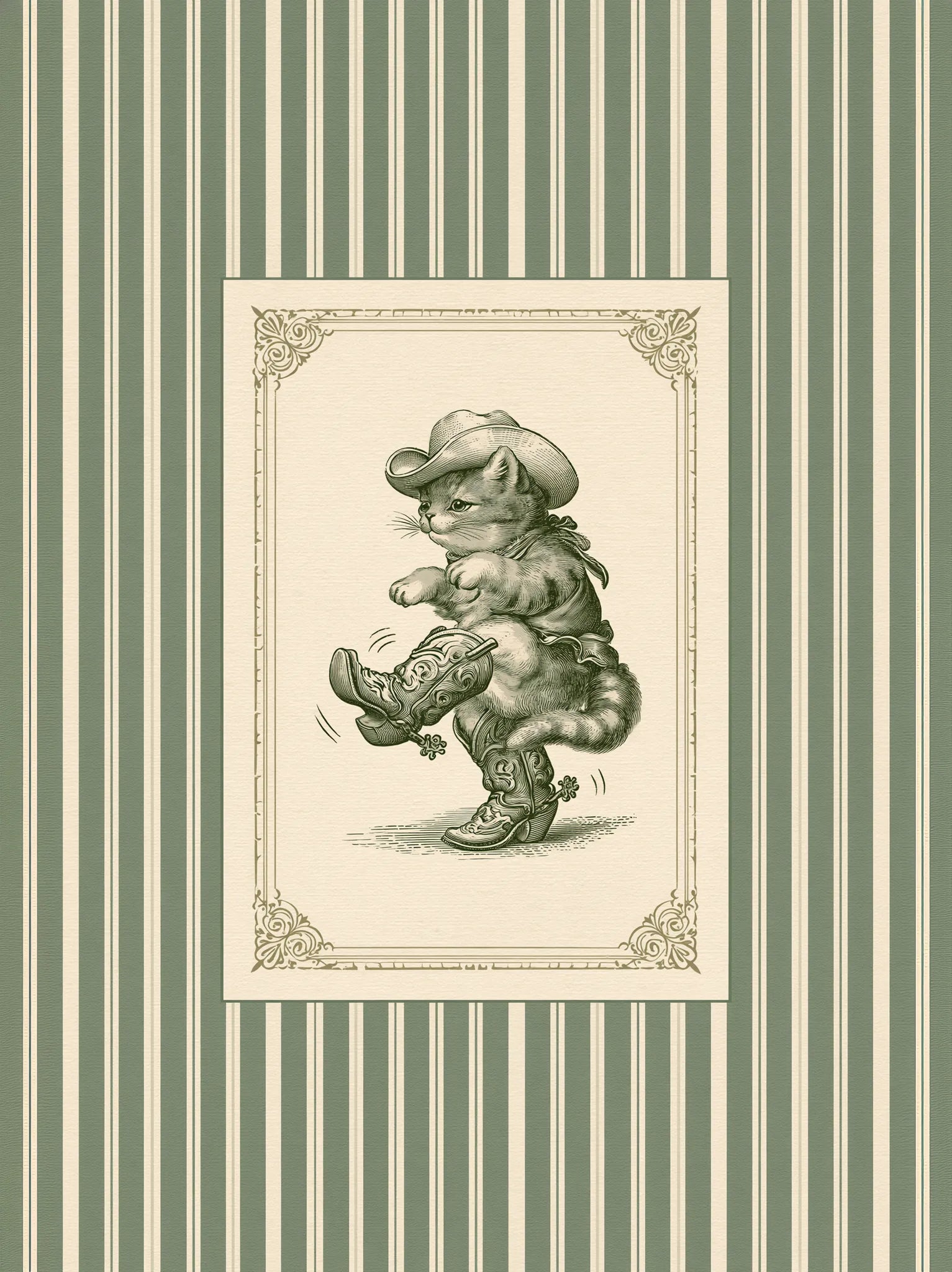 Cowboy Cat Western Wall Art Decor - Wall Art Decor - front view