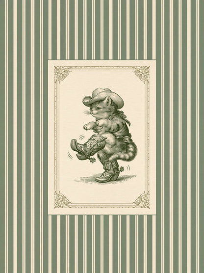 Cowboy Cat Western Wall Art Decor - Wall Art Decor - front view