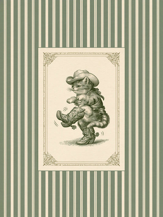 Cowboy Cat Western Wall Art Decor - Wall Art Decor - front view