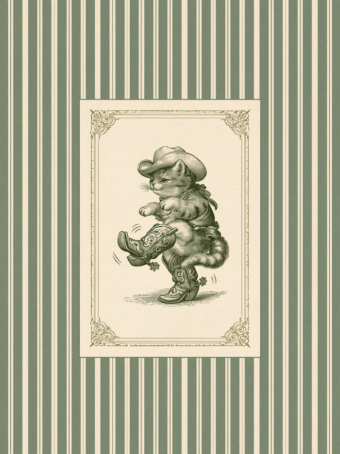 Cowboy Cat Western Wall Art Decor