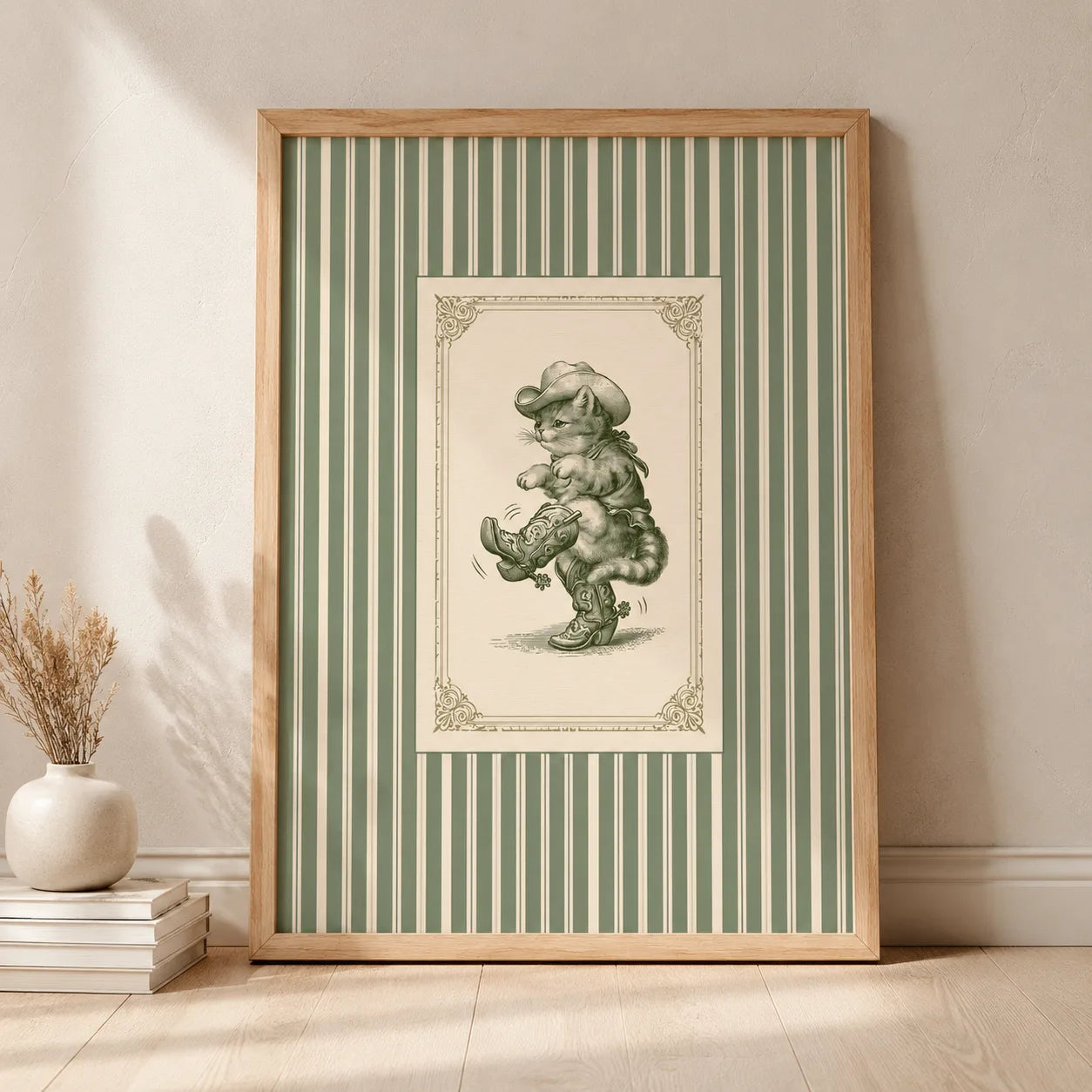 Cowboy Cat Western Wall Art Decor - Wall Art Decor - side view