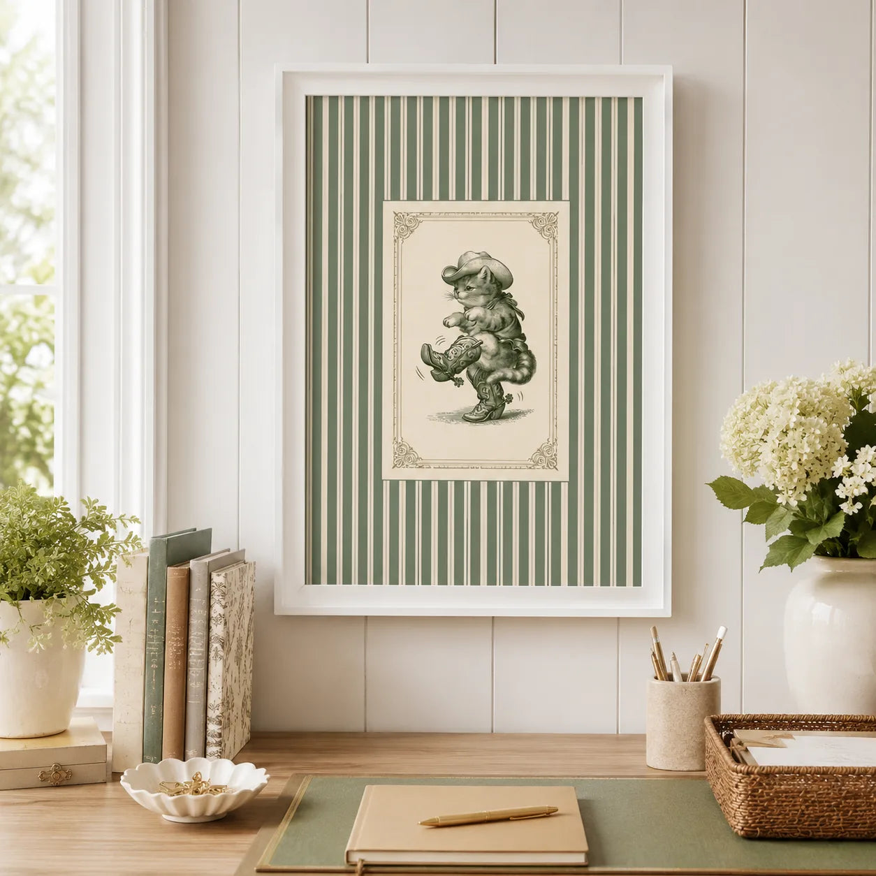 Cowboy Cat Western Wall Art Decor - Wall Art Decor - styled
