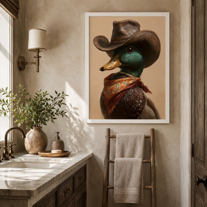 Cowboy Mallard Duck Wall Art Decor - Wall Art Decor - alternate angle