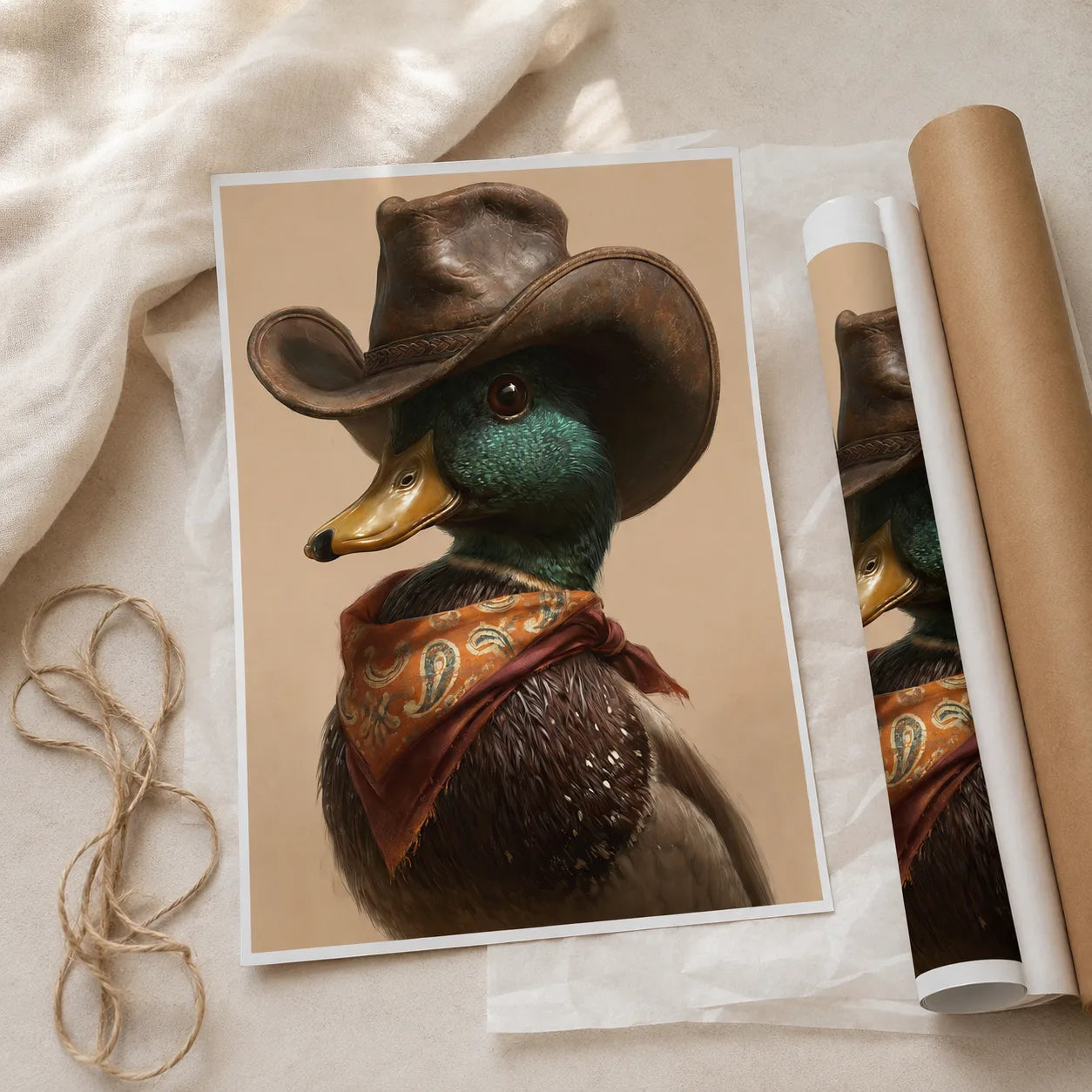 Cowboy Mallard Duck Wall Art Decor - Wall Art Decor - back view