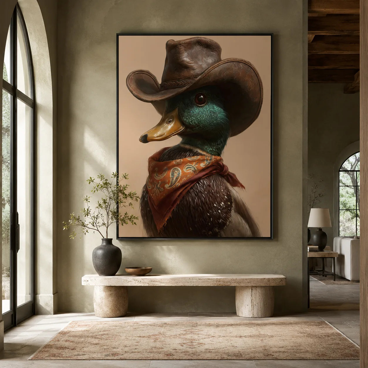 Cowboy Mallard Duck Wall Art Decor - Wall Art Decor - close up