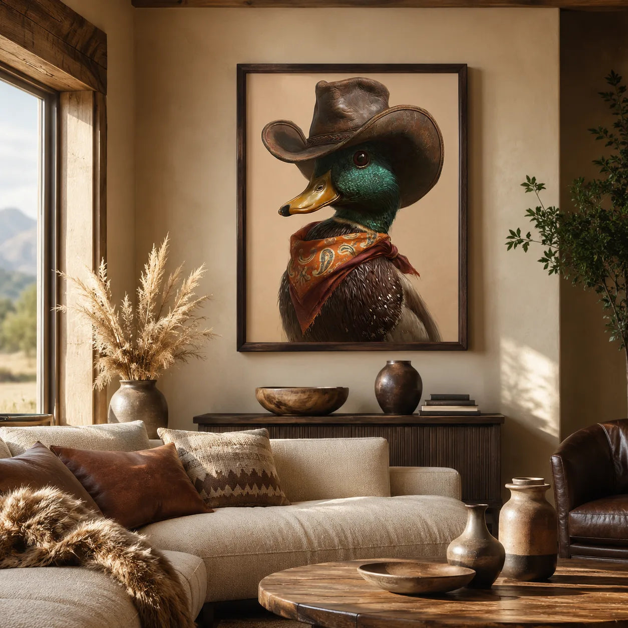 Cowboy Mallard Duck Wall Art Decor - Wall Art Decor - in use