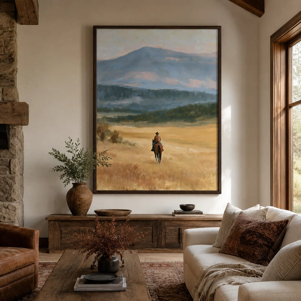 Cowboy Mountain Landscape Wall Art Decor
