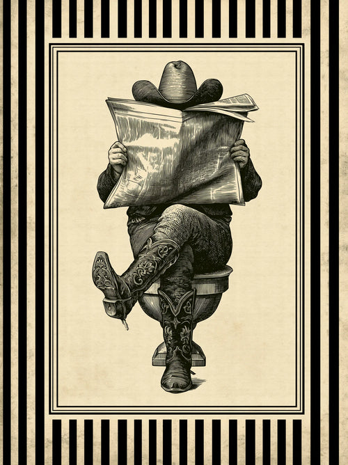 Cowboy Reading Newspaper Wall Art Decor