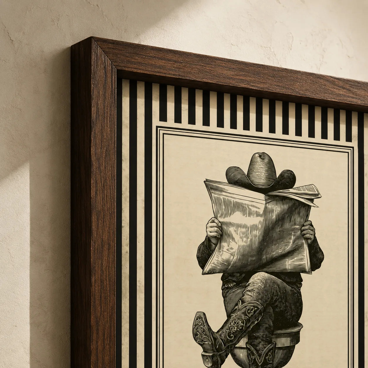 Cowboy Reading Newspaper Wall Art Decor - Wall Art Decor - packaging