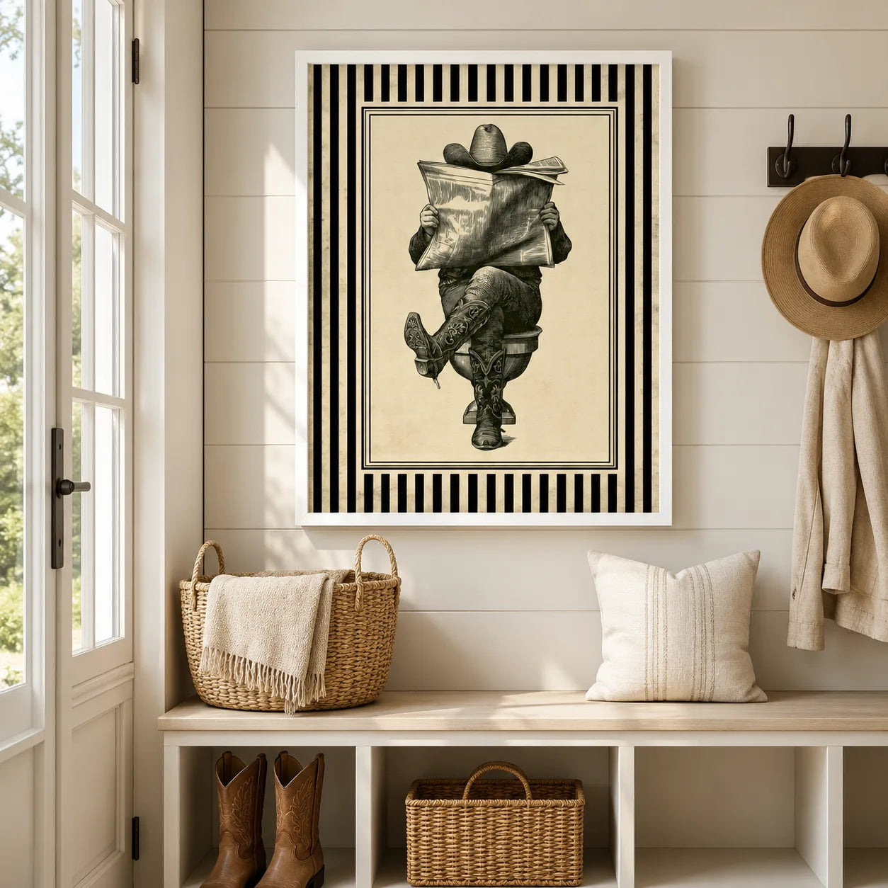 Cowboy Reading Newspaper Wall Art Decor - Wall Art Decor - styled