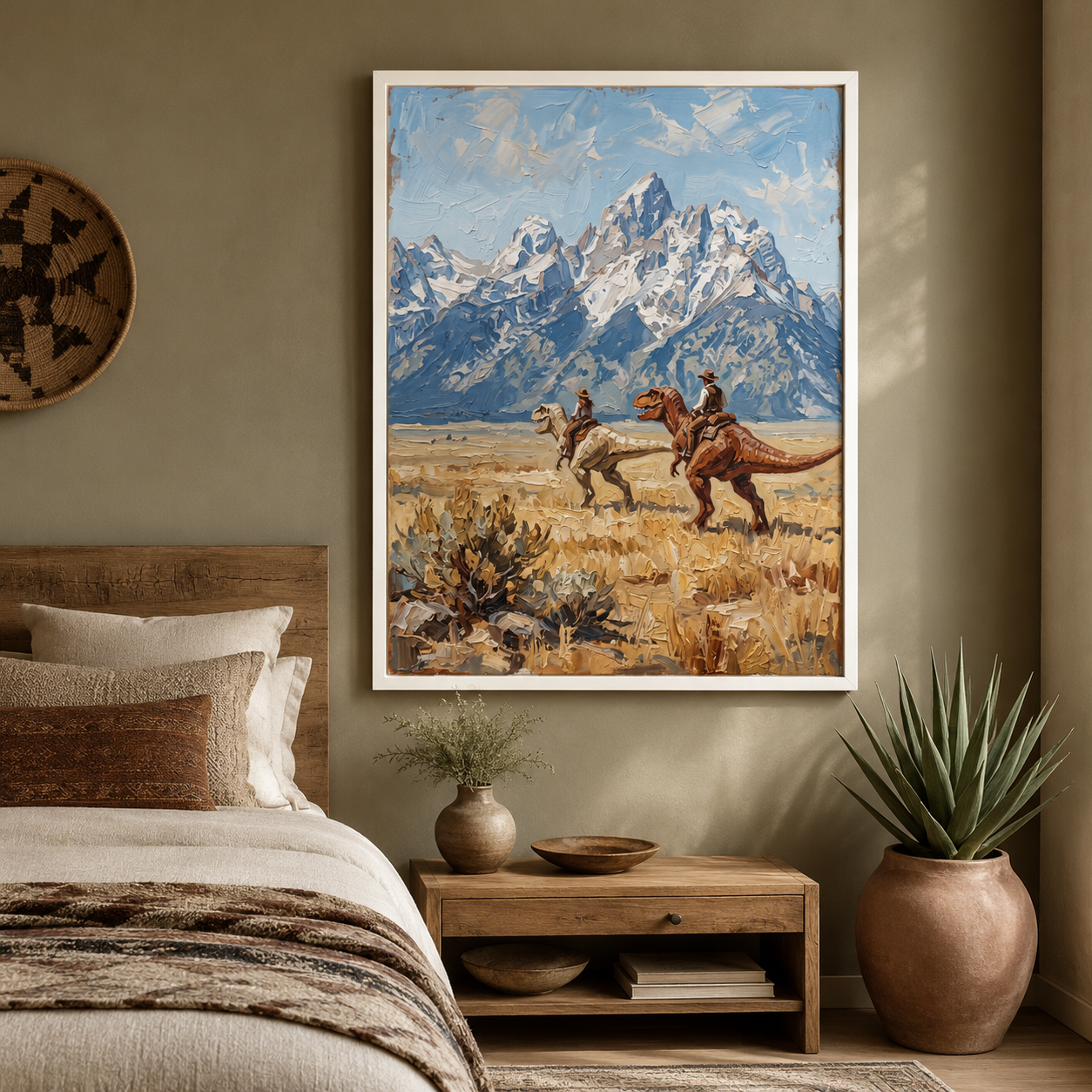 Cowboys Riding Dinosaurs Surreal Western Wall Art Decor – preview 7