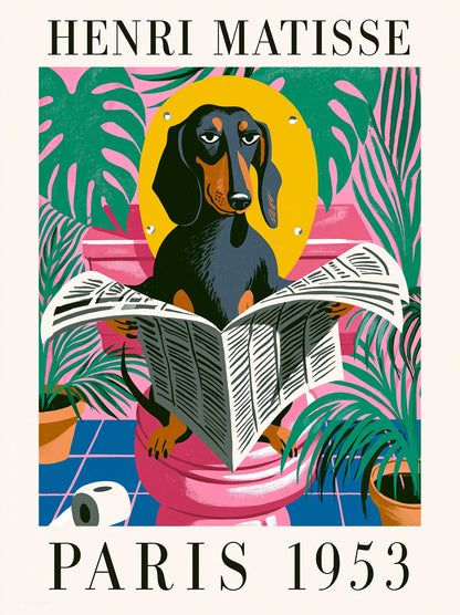 Dachshund Reading Newspaper Wall Art Decor - Wall Art Decor - front view