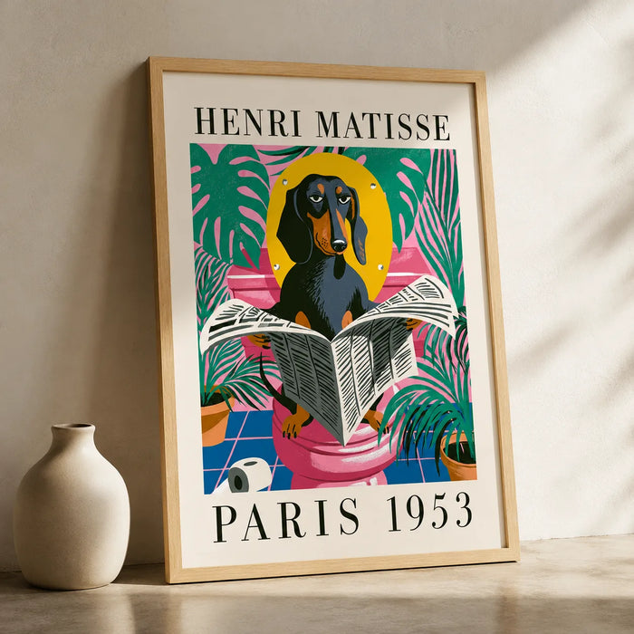 Dachshund Reading Newspaper Wall Art Decor