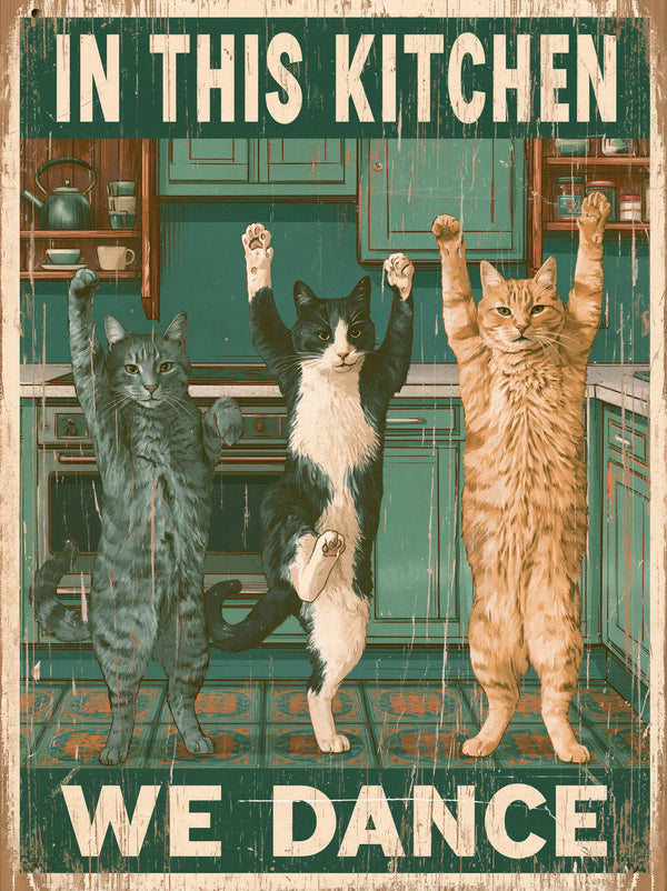 Dancing Cats Kitchen Wall Art Decor