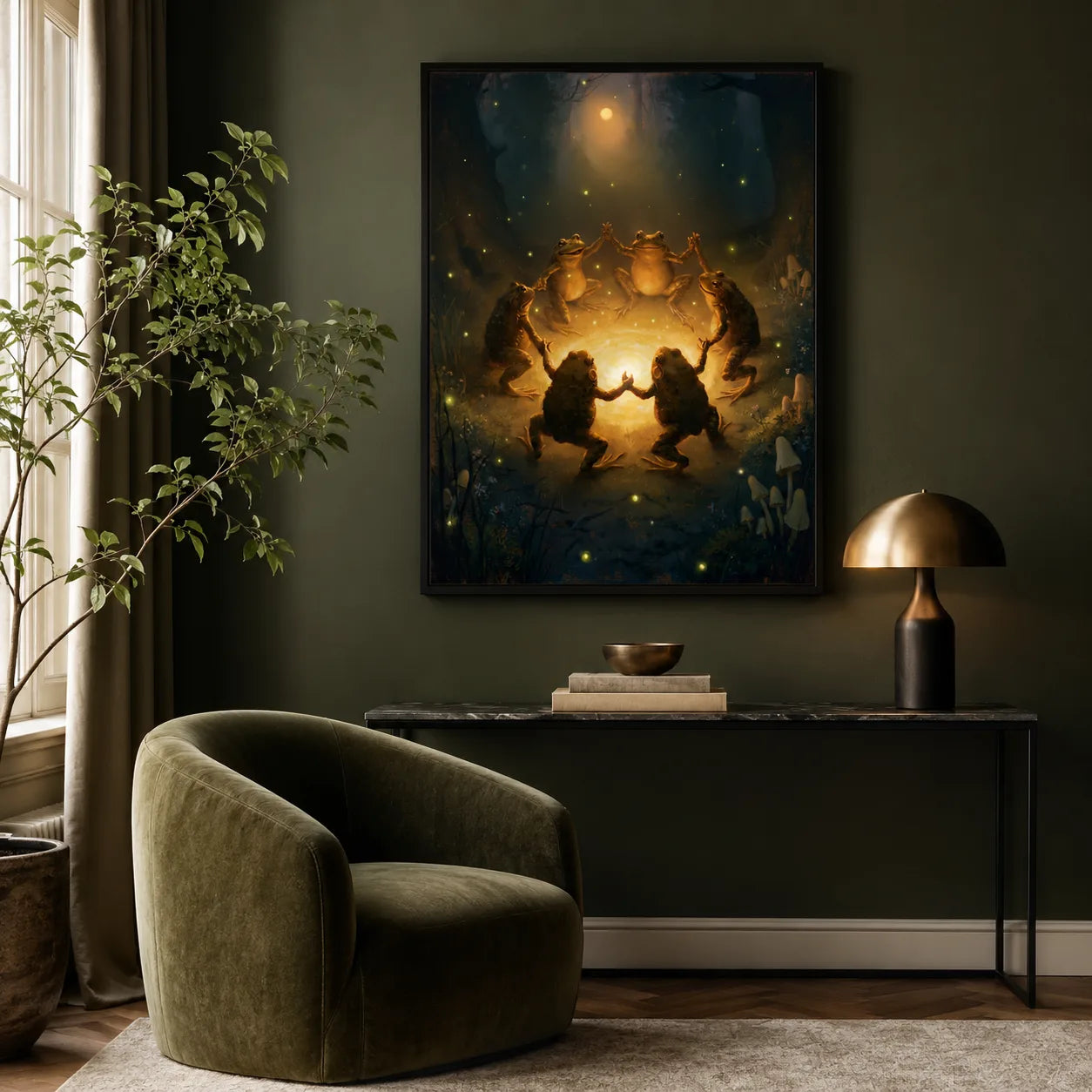 Dancing Frogs Moonlit Forest Wall Art Decor - Wall Art Decor - alternate angle