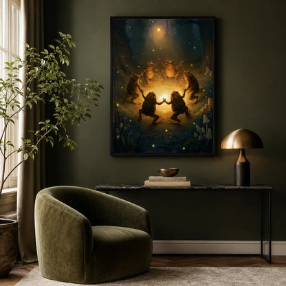 Dancing Frogs Moonlit Forest Wall Art Decor - Wall Art Decor - alternate angle