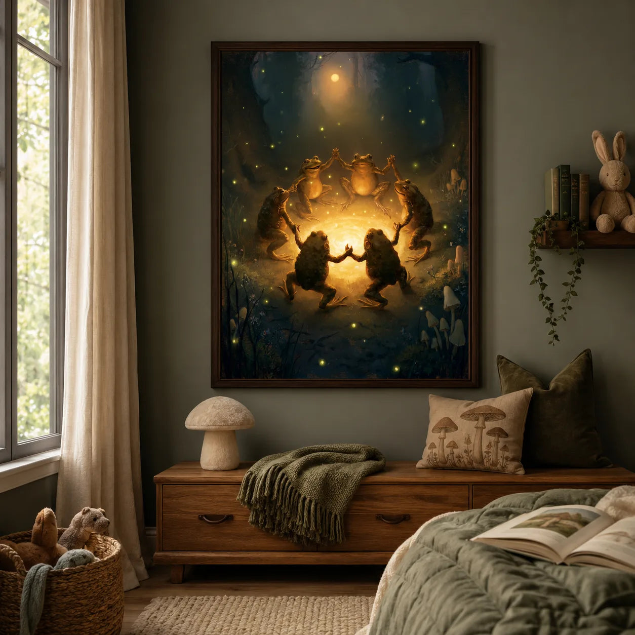 Dancing Frogs Moonlit Forest Wall Art Decor - Wall Art Decor - detail
