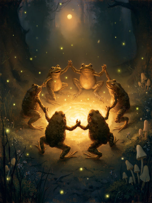 Dancing Frogs Moonlit Forest Wall Art Decor - Wall Art Decor - front view