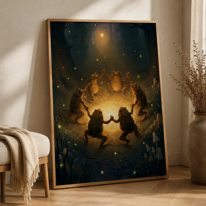 Dancing Frogs Moonlit Forest Wall Art Decor - Wall Art Decor - side view