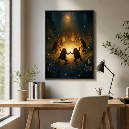 Dancing Frogs Moonlit Forest Wall Art Decor - Wall Art Decor - styled