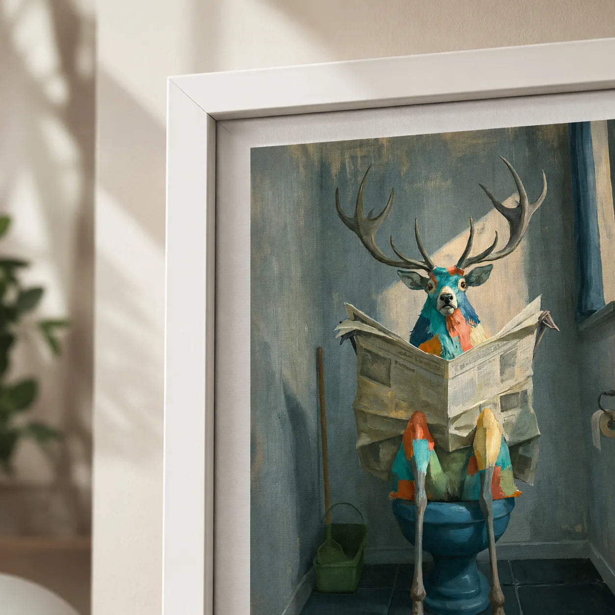 Deer Reading Newspaper Bathroom Wall Art Decor - Wall Art Decor - packaging