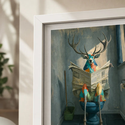 Deer Reading Newspaper Bathroom Wall Art Decor - Wall Art Decor - packaging