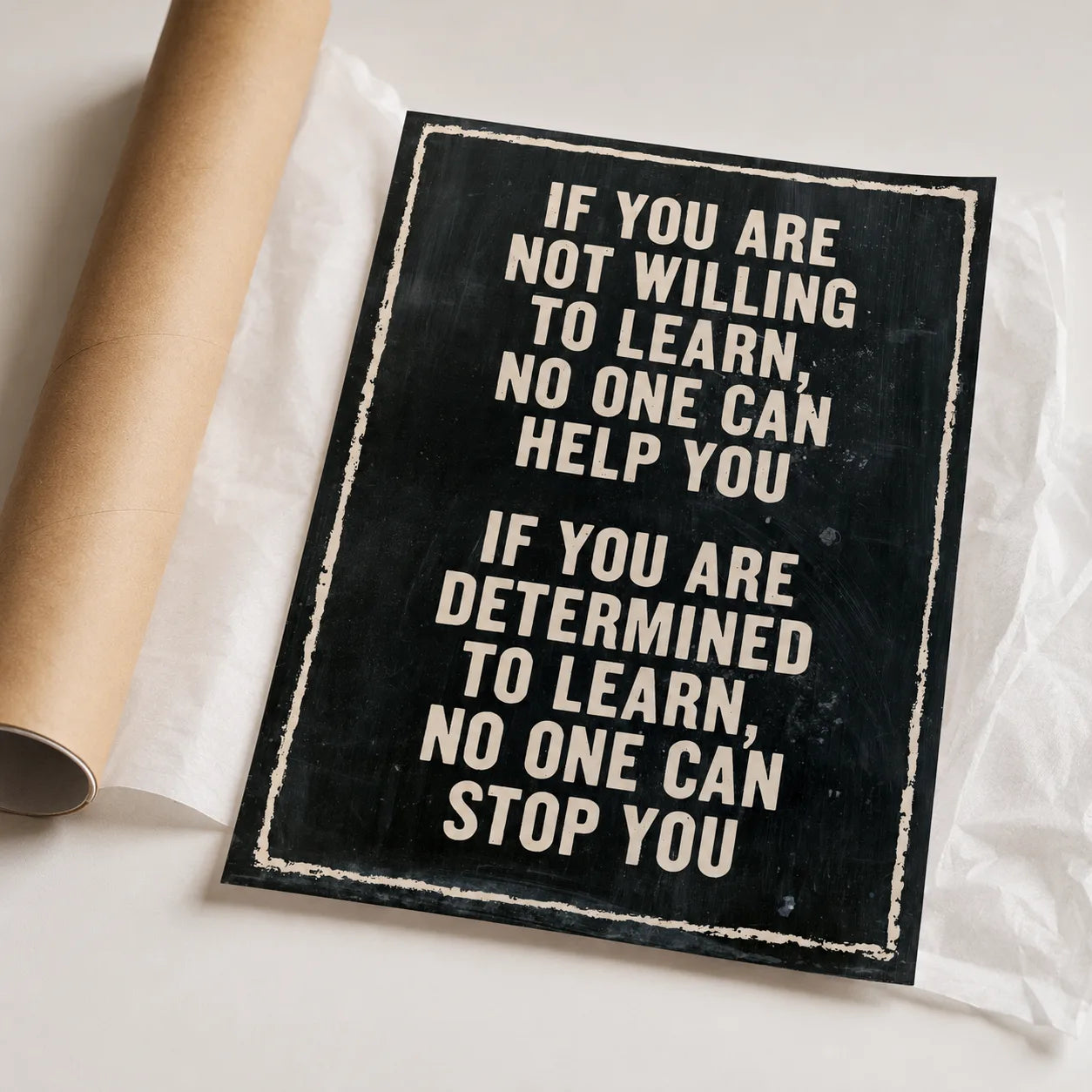 Determined to Learn Quote Wall Art Decor - Wall Art Decor - back view