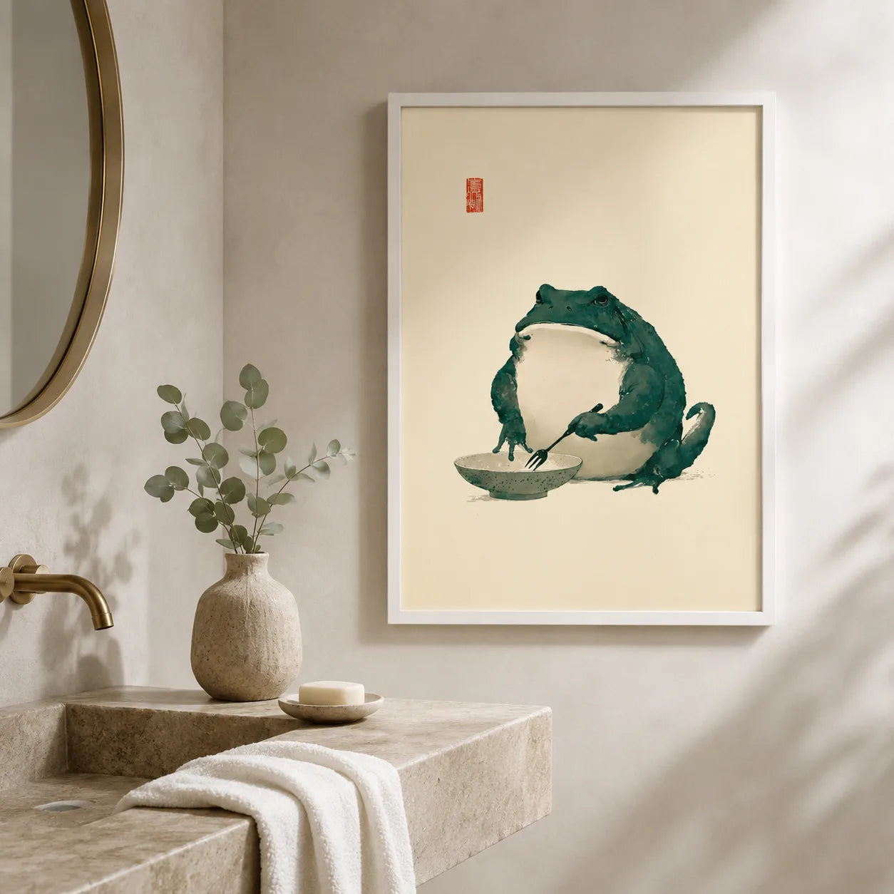 Dining Frog Watercolor Wall Art Decor - Wall Art Decor - alternate angle
