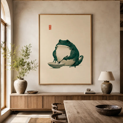 Dining Frog Watercolor Wall Art Decor - Wall Art Decor - close up