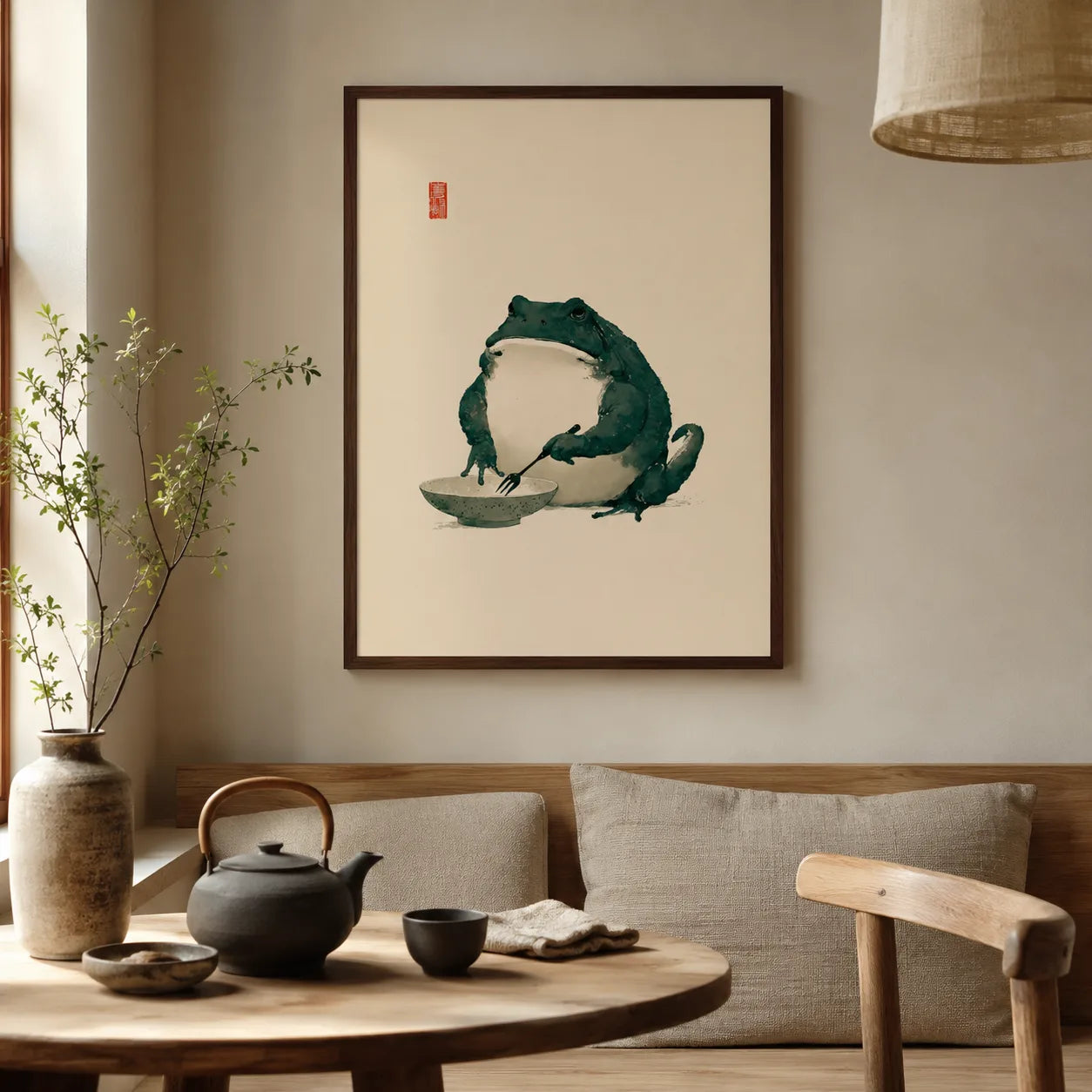 Dining Frog Watercolor Wall Art Decor - Wall Art Decor - detail