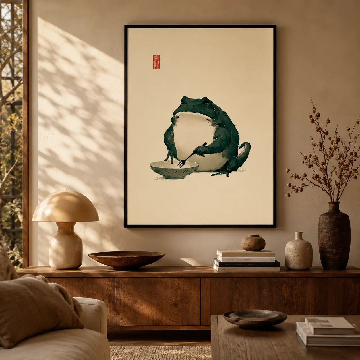 Dining Frog Watercolor Wall Art Decor - Wall Art Decor - in use