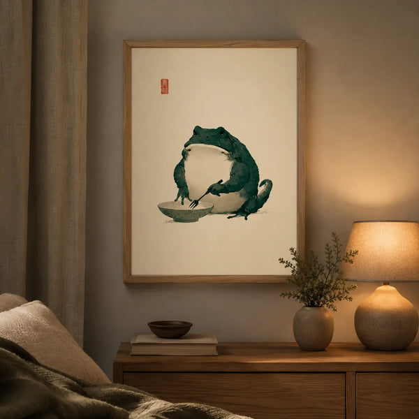 Dining Frog Watercolor Wall Art Decor